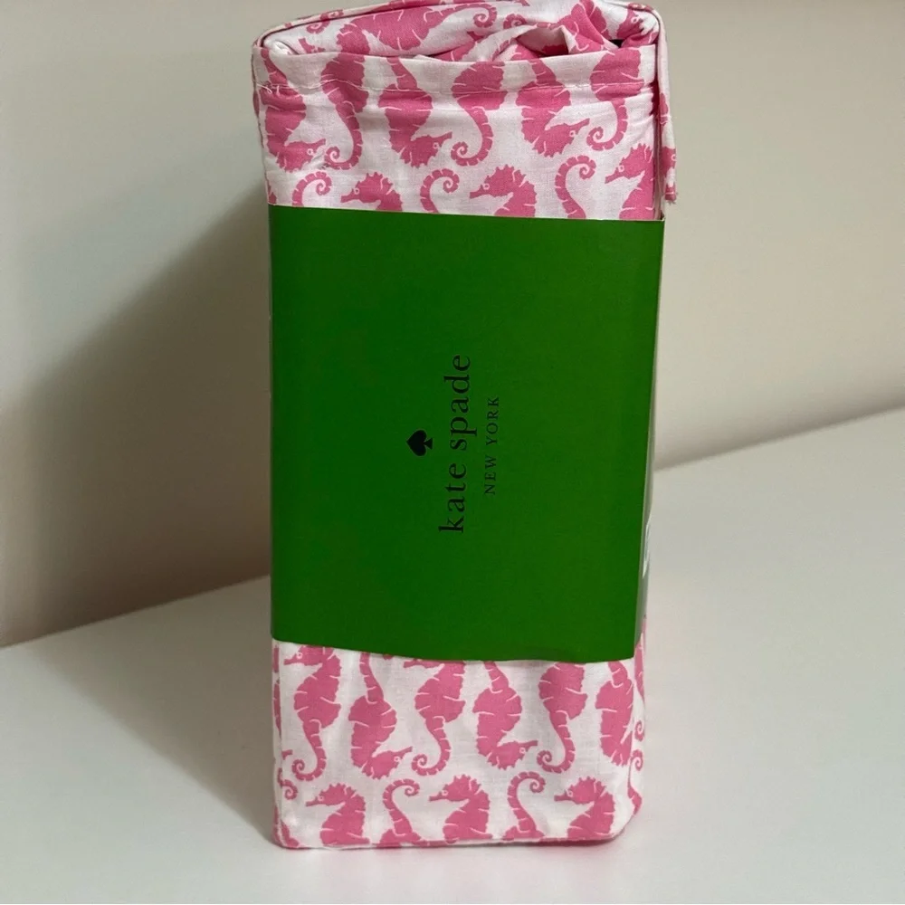 Kate Spade Pink Seahorse King Sheet Set NEW